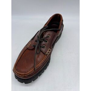 Trader Bay Brown Leather Casual Boat Shoe Size 9.5
